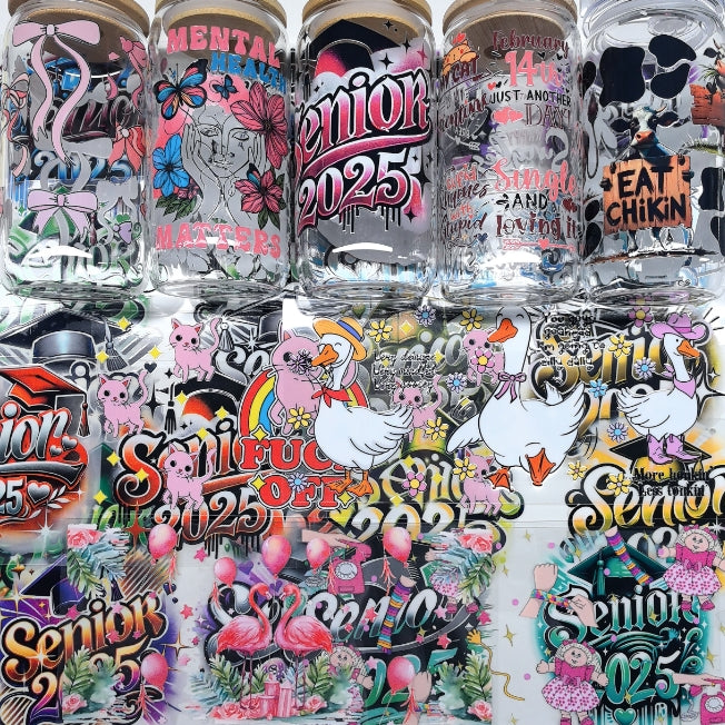 Wholesale 16oz Steel Cup UV DTF Stickers Random 10pcs/20pcs/50pcs Wraps for DIY Craftlaser wraps